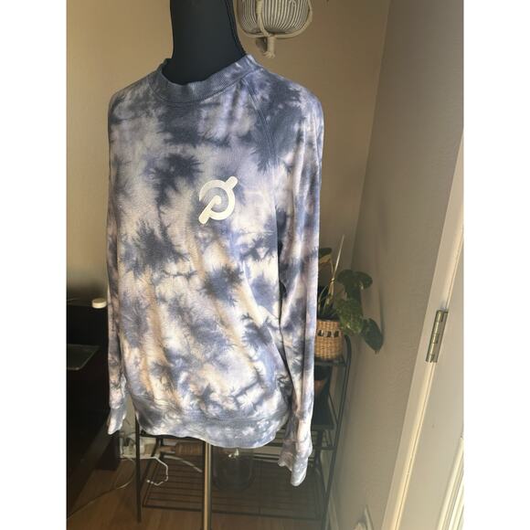 SPIRITUAL GANGSTER x PELOTON | Tie Dye Blue White Crewneck Sweatshirt Medium - Picture 2 of 7
